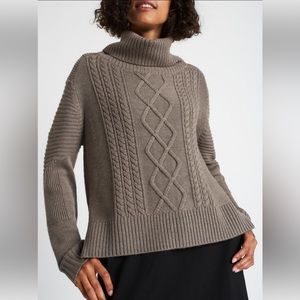Kit & Ace CABLEKNIT MERINO TURTLENECK SWEATER - Heather Black